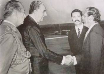 Pedro Scheid com o presidente Médici e o futuro presidente do país, o General João Figueiredo.